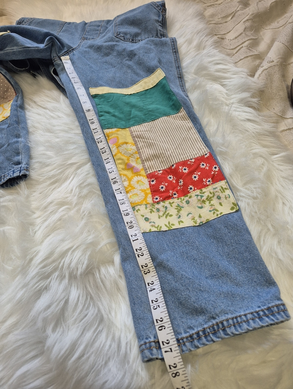 Upcycled Boho Quilt Patch Denim Overalls Size M - Picture 11 of 13
